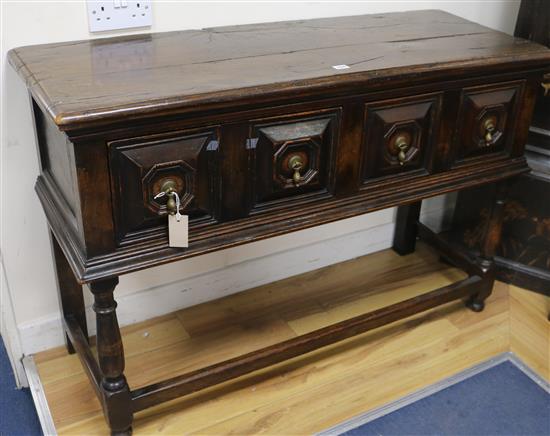 A Jacobean style oak dresser W.122cm
